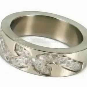 Classic Crystal Stainless Steel Rings Band Jewelry For Wedding thumbnail-2