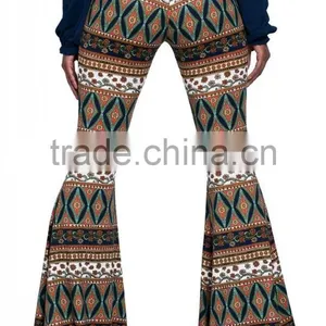 Ladies Coloful Printing Wide Leg Bell Bottom Palazzo Pants thumbnail-5