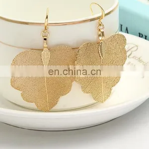 Fashion Real Natural Leaf 24K Gold Leaf Earring thumbnail-1