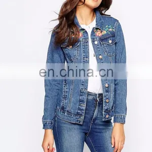 Wholesale Denim Jackets Suppliers Floral Embroidery Denim Jacket Women thumbnail-2