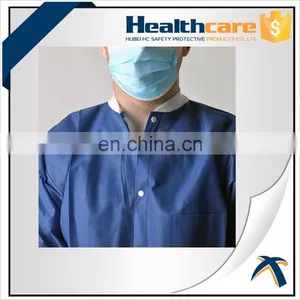 Disposable Lab Coat With Knit Collar and Zipper thumbnail-2