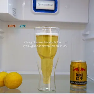 Custom Beer Bottle Shape Double Wall Whisky Tumbler Borosilicate Glass Beer Wine Mug thumbnail-3