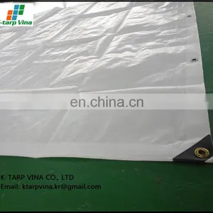 HEAVY DUTY TARPAULIN, WHITE COLOR, MADE IN VIETNAM thumbnail-1