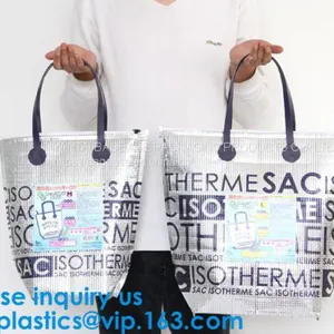 Insulated Thermal Non Woven Aluminum Foil Cooler Bag For Frozen Food,Reusable Insulated Aluminum Foil Thermal Lunch Cool thumbnail-1