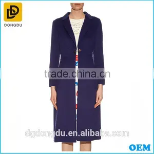 Navy Blue Women Long Sleeve Fleece Coat From Women Coat Factory thumbnail-1