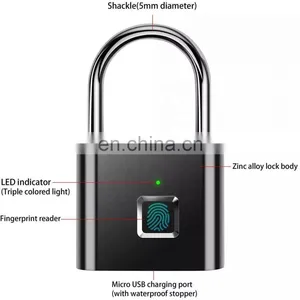 Fingerprint Lock Keyless Smart Fingerprint Padlock Waterproof Anti-Theft Security Electronic Digital Lock for House Door thumbnail-3