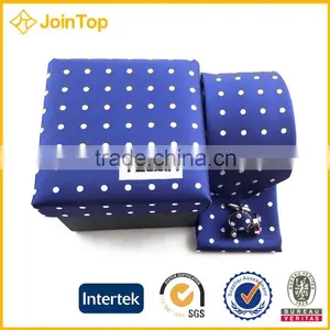 Checkered Man's Necktie 100 Silk Gift Tie Set With Cufflink thumbnail-1