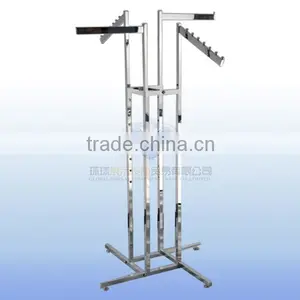 Folding Chrome Removable Garment Display Rack With 4 Rails thumbnail-1