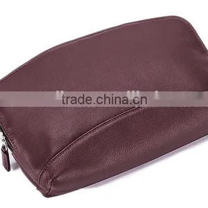 Waterproof Practical Genuine Leather Cosmetic Bag, Leather Makeup Organizer Case Lady thumbnail-4