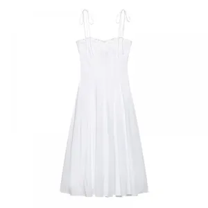 2025 New European and American Fashion Stacked Decorative Poplin Midi Dress thumbnail-1