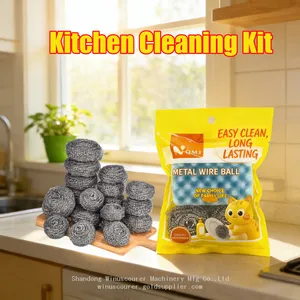 Wholesale Stainless Steel Scour Ball Durable Kitchen Cleaner Set thumbnail-3
