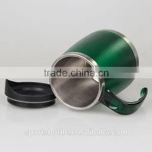 Classic Design Double Wall Steal Inner Wide Bottom Plastic Outer Travel Mug thumbnail-6