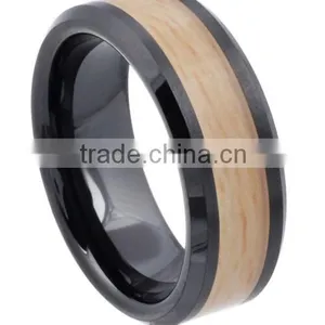 Men's Ceramic Woodgrain Inlay Band (8 Mm) thumbnail-1
