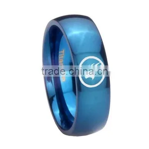 Blue IP Titanium Mass Effect Dome Engraved Ring 6MM, 8MM thumbnail-1