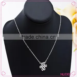 Vintage Classical Chinese Knot Pendant Necklace Silver Long Necklace thumbnail-1