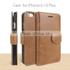 High Quality Genuine Leather Mobile Phone Flip Cover Case for IPhone 6 thumbnail-1