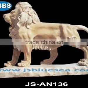 Yellow Natural Sandstone Western Lion Garden Statue thumbnail-1