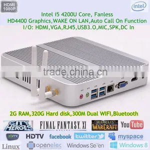 Small Computer With Intel i5 Dual Core 15W CPU HD4400 Graphics 3.5 Audio Realtek Gigabit LAN USB3.0 2G RAM 320G HDD` thumbnail-1