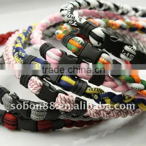 Titanium Tiny 3 Ropes Braided Baseball Necklace/energy Germanium Tornado Braided Ion Necklace thumbnail-1