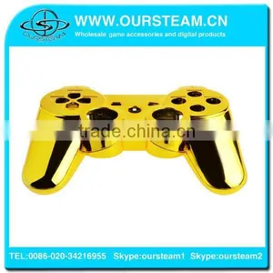 Golden Chrome Full Shell Case Cover for PS3 Wireless Controller Full Shell and Full Set Buttons thumbnail-1