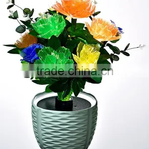 Very Best Sale LED Fiber Optic Poinsettia Flowers /LED Fiber Optic Red Christmas Flower Light With High Metal Pot With CE thumbnail-4