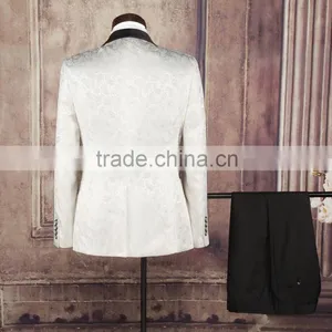 2016 Apparel High Quality Clothing Manufacturers OEM White Racking Pattern Formal Wedding Frock Wear Mans Suit Quality Choice thumbnail-2
