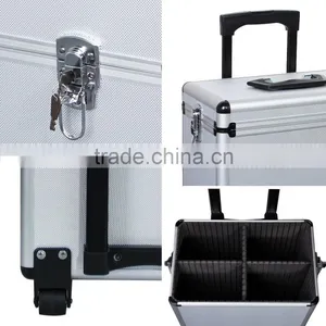 Premium Quality Silver Professional Cosmetic Trolley Case Hairdressing Makeup Beauty Vanity Storage Box thumbnail-2