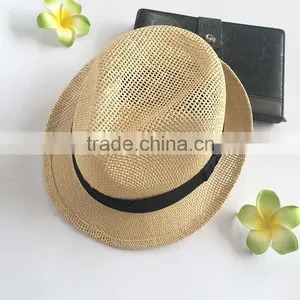 Men's Hollow Straw Hat,Cheap Plain Panama Hat thumbnail-1