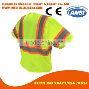 Short Sleeves Hi Vis Reflective Safety Jacket Mesh Vest With Reflector 3 Point Tear Away thumbnail-1