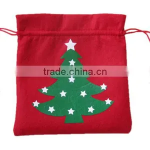 Red Christmas Felt Gift Bag Small thumbnail-2