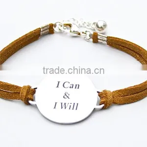 Custom I Can and I Will Logo Inspirational Charm Bracelet Round Plate thumbnail-1