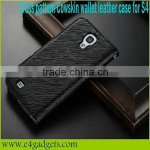 Luxury Cross Pattern Genuine Leather Flip Wallet Case for Samsung s4 Leather Case thumbnail-5