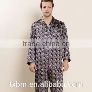 2016 Luxury Soft Natural 100% Silk Men Pajama Sleepwear Suit thumbnail-1