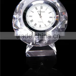 China Supplier Wholesale Round Shaped Crystal Trophy Clock ,crystal Trophy for Souvenir thumbnail-1