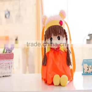 55*25cm Beautiful Customized Pink Stuffed Plush Feir Girl Doll Backpack With Matched Hat&skirt thumbnail-6