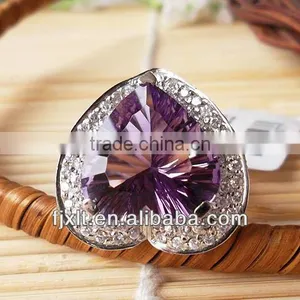 Luxurious Custom Design 925 Sterling Silver Amethyst Handmade Gemstone Ring thumbnail-1