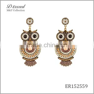 Wholesale Trendy Designs Women's Vintage Bohemian Earrings Owl Gold/Silver Plating Drop Earrings Jewelry thumbnail-2
