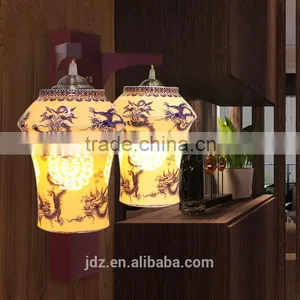 Loft Style Les Double Wall Lamp Industrial Antique Wall Light Lamp Ceramic Wood Vintage Wall Light thumbnail-1