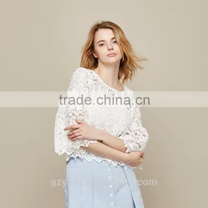 Newest White Loose Lace Cotton Smock Vest Blouses Blouses Women Ladies Teen Girls Summer Plus Size Clothes for Fat Women thumbnail-1