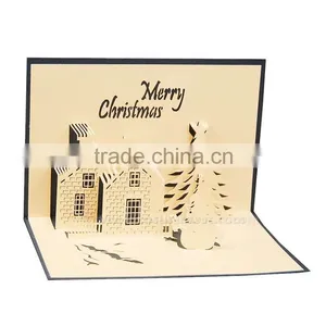 3D Handmade Greeting Card Christmas Castle Card Creative Hot Holiday Greeting Cards thumbnail-4