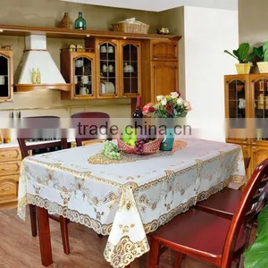 GOLDEN Crochet Vinyl Lace Table Cloth - 60*90" thumbnail-1