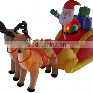 Christmas Airblown Lighted Inflatable Santa Sleigh Reindeer thumbnail-1