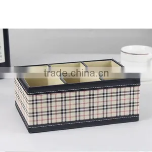 Durable PU Leather Storage Basket With Dividers thumbnail-2