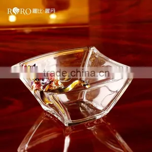 RORO Craft Gift Home Decorative Metal Fruit Plate Wedding Gift and Craft Crystal Decoration thumbnail-3