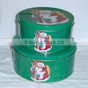 COOKIE TIN CAN, Xmas Tin Box,Christmas Round Tin Box thumbnail-1