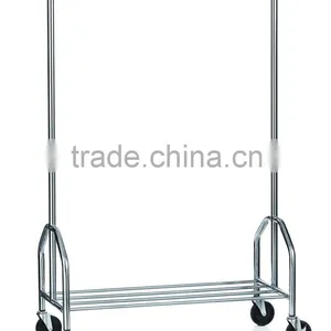 Single Cloth Garment Rack Caster Chrome thumbnail-1