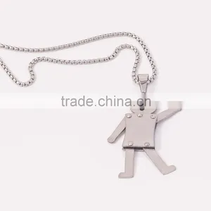 Lovely Stainless Steel Matte Finished Mobilizable Robot Pendant for Kids thumbnail-1