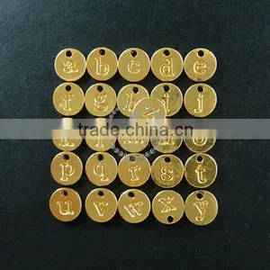 10mm Gold Plated Alloy 26 Round Alphabet Letter Pendant Charm DIY Supplies 1850216 thumbnail-1