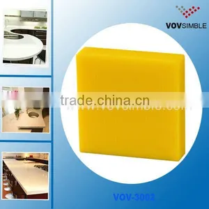 Pure Yellow Artificial Stone Solid Surface Sheets for Interior House Decoration 12mm Thick thumbnail-1