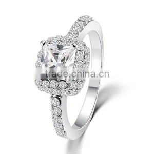 High Quality 14k Rose Gold Plated White Crystal With Big Square Zircon Ladies Rings for Wedding thumbnail-2